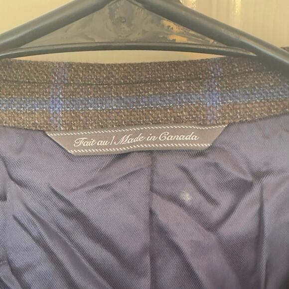 NWT Jack Victor Men’s Conway Plaid Wool Sport Coat Blazer Size 45R Luxury Office - Picture 9 of 13